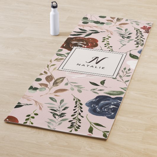 Robuuste floral en antlers marvy burgundy roze yogamat (In situ)