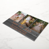 Robuuste fotocollage slaat de datumkaart op folie uitnodiging (Gedraaid)