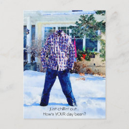 Robuuste, gewoon invriesbare pants-outfit briefkaart