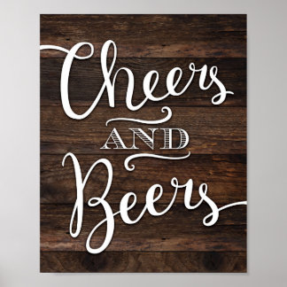 Robuuste grafische CHEERS EN BEERS-gebarentafdruk Poster