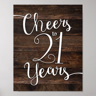 Robuuste grafische CHEERS TOT 21 JAAR Ondertekenin Poster