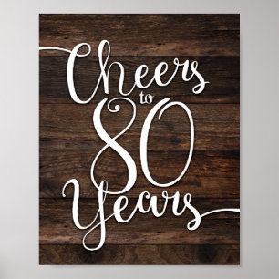 Robuuste grafische CHEERS TOT 80 JAAR Ondertekenin Poster