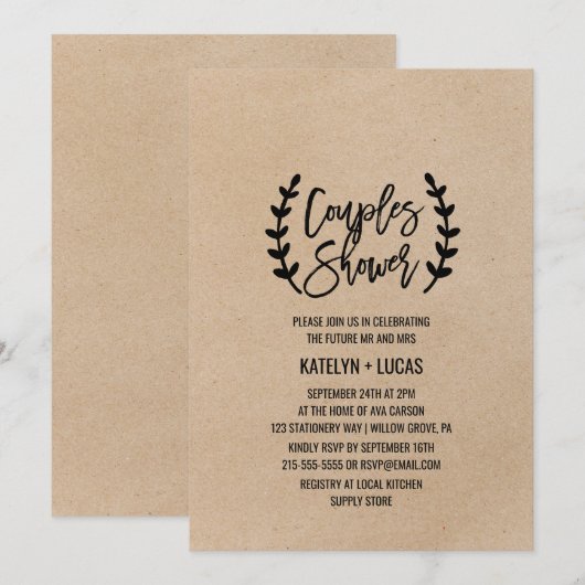 Robuuste grafische Faux Kraft-kalligrafiesepoel Kaart (Voorkant / Achterkant)