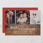 Robuuste grafische moderne multi-fotokerstkaart feestdagenkaart (Voorkant / Achterkant)