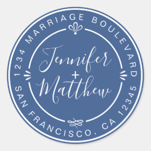 Robuuste grafische namen Klassiek blauw terugzenda Ronde Sticker