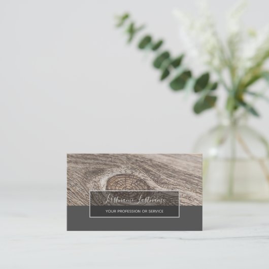 Robuuste grijze rechthoekige strepen met houten vl visitekaartje (Staand voorkant)
