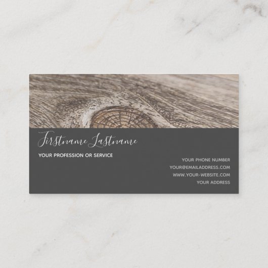 Robuuste grijze rechthoekige strepen met houten vl visitekaartje (Achterkant)