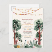 Robuuste groene botanische bomen Eenduidig Afstude Uitnodiging Briefkaart (Voorkant / Achterkant)