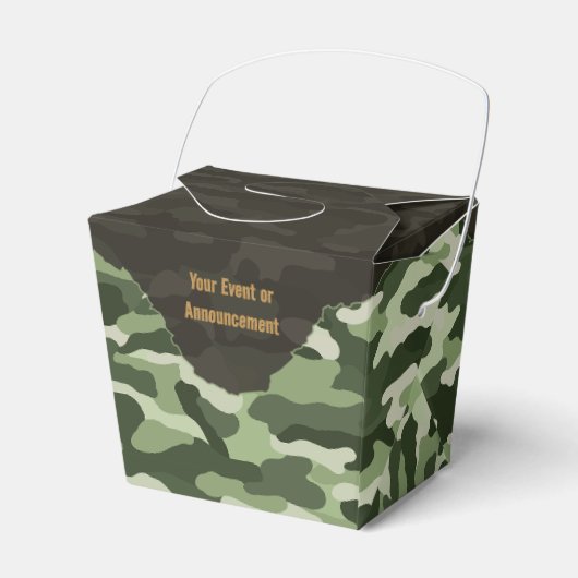 Robuuste groene camouflage gepersonaliseerd bedankdoosjes (Voorkant Zijde)