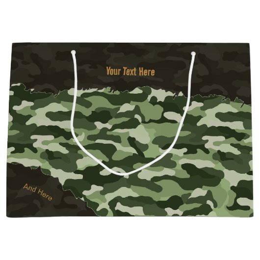 Robuuste groene camouflage gepersonaliseerd groot cadeauzakje (Voorkant)