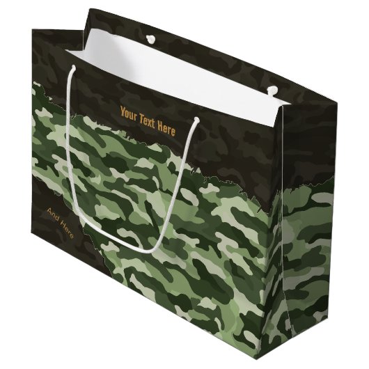 Robuuste groene camouflage gepersonaliseerd groot cadeauzakje (Voorkant Gekanteld)