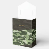 Robuuste groene camouflage gepersonaliseerde gunst bedankdoosjes (Geopend)