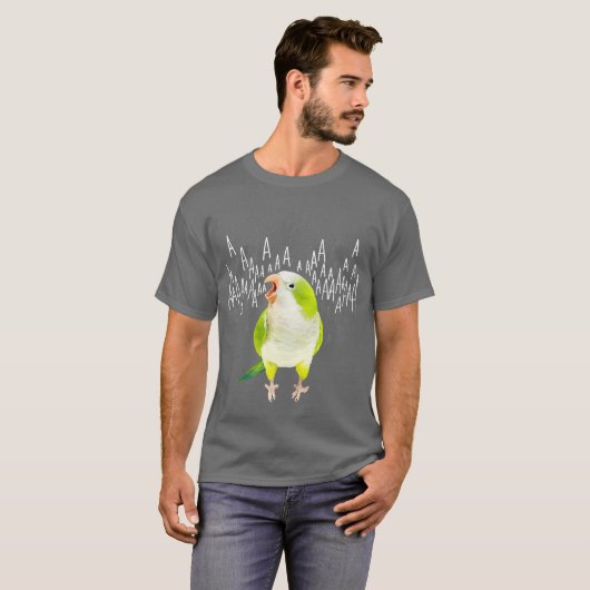 Robuuste groene Quaker Parrot T-shirt (Voorkant volledig)