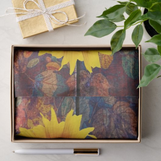 Robuuste herfst-bladeren en zonnebloemen tissuepapier (Geschenk)