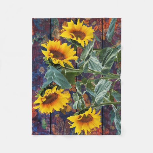 Robuuste herfst en zonnebloemen fleece deken (Voorkant)