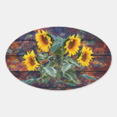 Robuuste herfst en zonnebloemen ovale sticker (Voorkant)