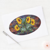Robuuste herfst en zonnebloemen ovale sticker (Envelop)
