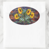 Robuuste herfst en zonnebloemen ovale sticker (Tas)