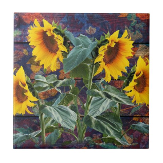 Robuuste herfst en zonnebloemen tegeltje (Voorkant)