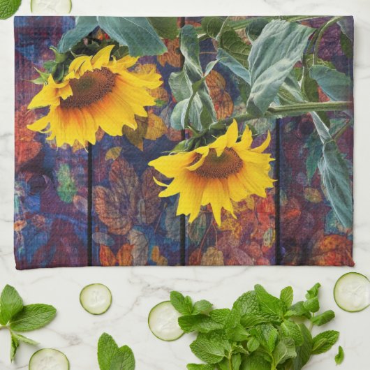 Robuuste herfst en zonnebloemen theedoek (Gevouwen)