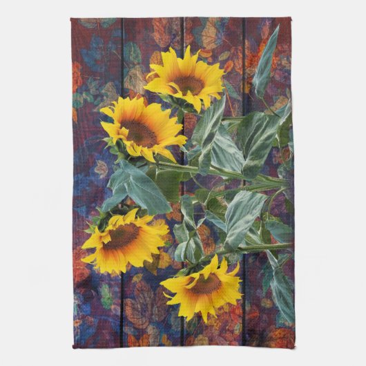 Robuuste herfst en zonnebloemen theedoek (Verticaal)