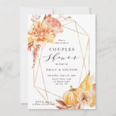 Robuuste Herfst Floral Gold Geometric Couples Kaart (Voorkant)