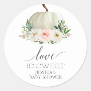 Robuuste Herfst Floral Pumpkin Love is Sweet Favor Ronde Sticker