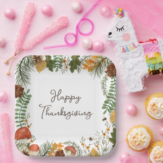 Robuuste Herfst Forest Pushrooms Thanksgiving Papieren Bordje (Feest)