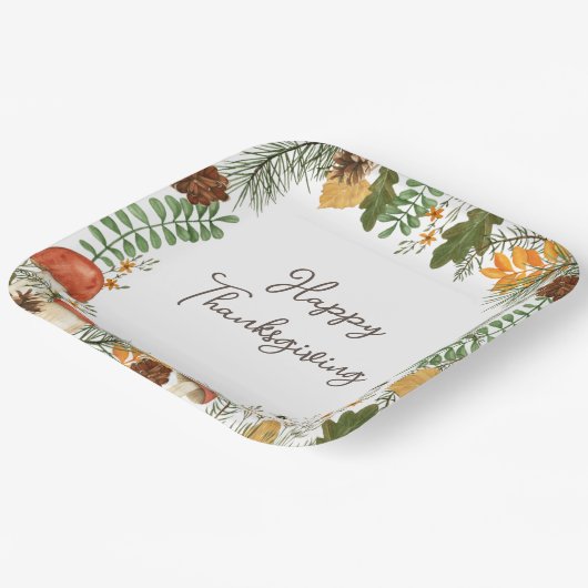 Robuuste Herfst Forest Pushrooms Thanksgiving Papieren Bordje (Gebogen)