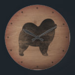 Robuuste hoes Silhouette Rustige stijl Grote Klok<br><div class="desc">Chow Lover's Wall Clock. Let op: houtontwerp is gedrukt,  geen echt hout.</div>