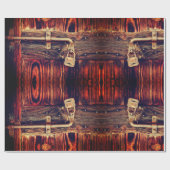 Robuuste houten deur met antiek remslot cadeaupapier (Vlak)