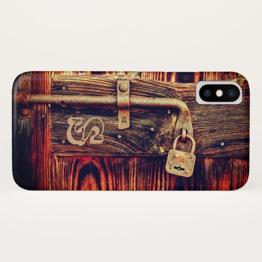 Robuuste houten deur met antiek remslot Case-Mate iPhone case (Achterkant (horizontaal))