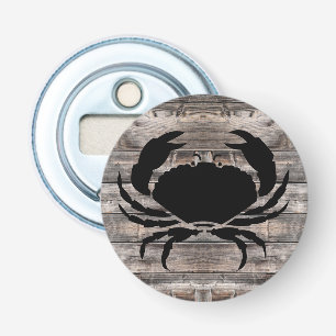 Robuuste houten planken met CRAB  Button Flesopener
