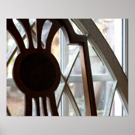 Robuuste houten stoel voor venster 16x20 poster