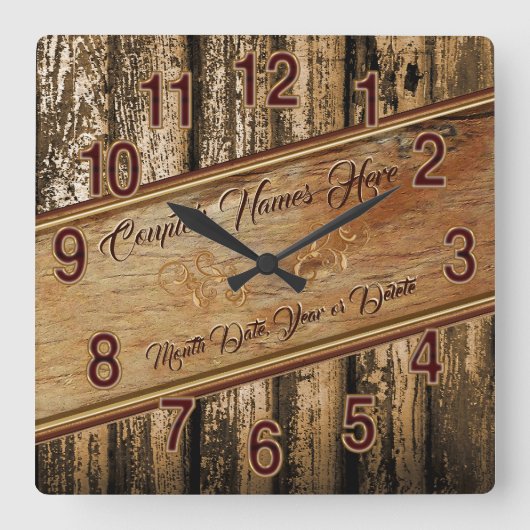 Robuuste Huwelijkscadeaus voor paren Vierkante Klok (Voorkant)