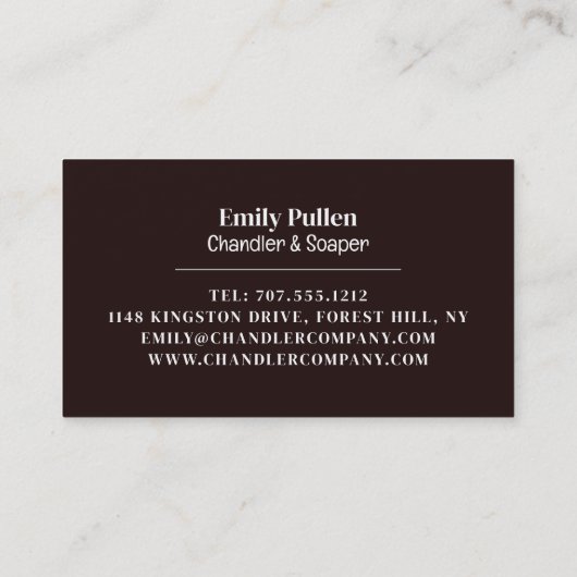 Robuuste kaars, kaarsen en zeep visitekaartje (Achterkant)