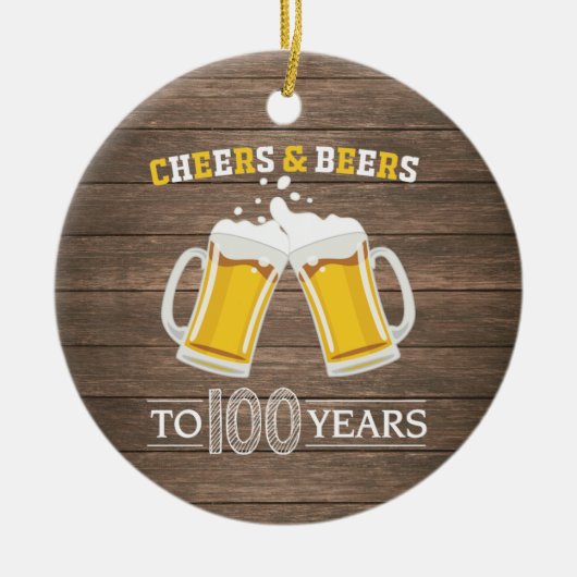 Robuuste kaas en bier tot 100 jaar keramisch ornament (Voorkant)