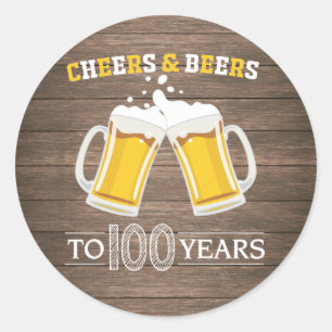 Robuuste kaas en bier tot 100 jaar ronde sticker