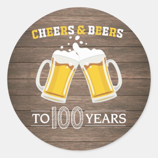 Robuuste kaas en bier tot 100 jaar ronde sticker (Voorkant)
