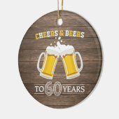 Robuuste kaas en bier tot 60 jaar keramisch ornament (Links)