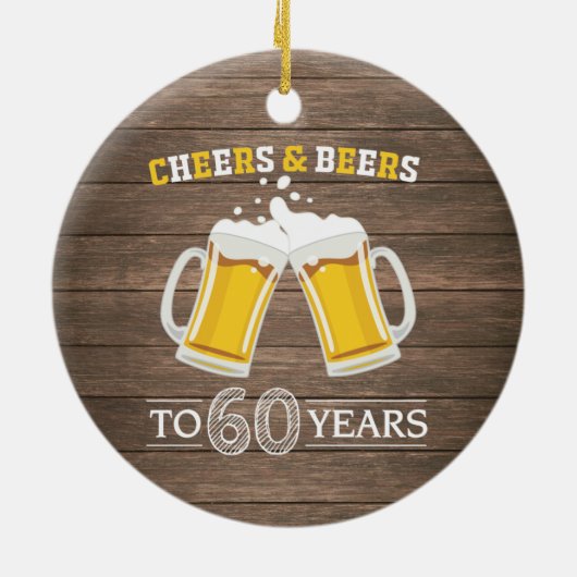 Robuuste kaas en bier tot 60 jaar keramisch ornament (Achterkant)