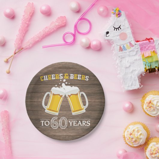 Robuuste kaas en bier tot 60 jaar papier Bord (Feest)