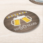 Robuuste kaas en bier tot 60 jaar ronde kartonnen onderzetter (Gebogen)