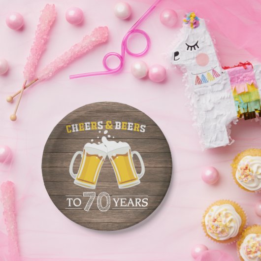 Robuuste kaas en bier tot 70 jaar papier Bord (Feest)