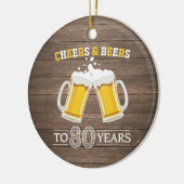 Robuuste kaas en bier tot 80 jaar keramisch ornament (Links)
