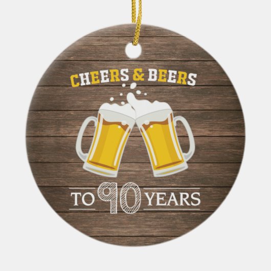 Robuuste kaas en bier tot 90 jaar keramisch ornament (Voorkant)