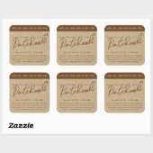 Robuuste kalligrafie Beige Kraft Paper Candle Labe Vierkante Sticker (Vel)