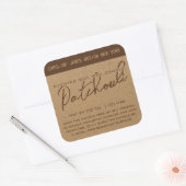 Robuuste kalligrafie Bruin Kraft Paper Candle Labe Vierkante Sticker (Envelop)