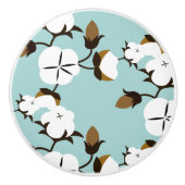 Robuuste katoenbloemen en Blauwgroen warme katoenb Keramische Knop (Voorkant)