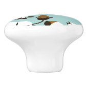 Robuuste katoenbloemen en Blauwgroen warme katoenb Keramische Knop (Zijkant)